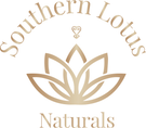 Southern Lotus Naturals logo: a lotus and sankofa adrinka symbol with the words Southern Lotus Naturals, which is a company that creates handmade artisan soap bath, body,  and home products 